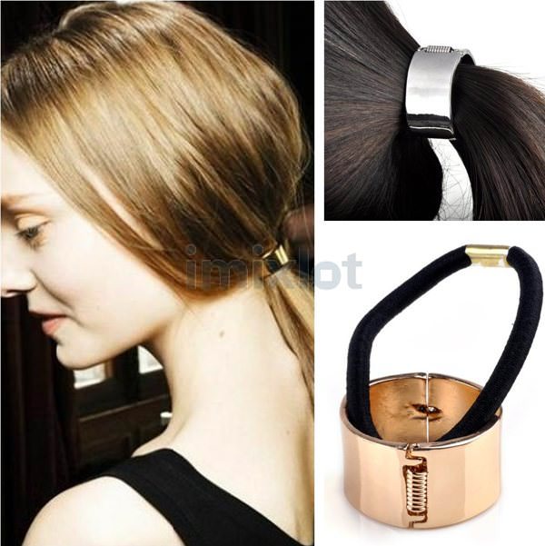 Free-Shipping-Silver-Gold-Plated-Hair-Accessories-Super-Smooth-Light-Elastic-Hair-Bands-Ponytail-Holder-12Pcs